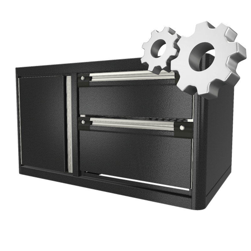 CopBox Cabinet Rendering with Gear Icon